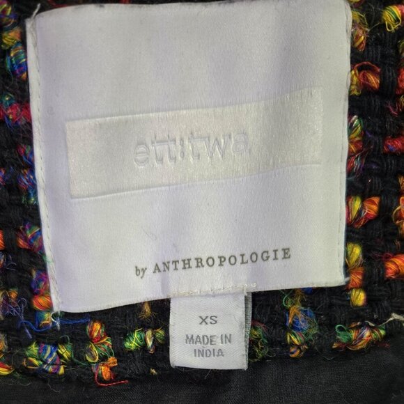 Anthropologie ett:twa Berwyn Silk Blend Multicolor Tweed Open Front Jacket - Picture 9 of 10